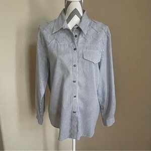 Tapestry - Vintage - Button Up Blouse - Shirt - w Basket Weave Details - Size: L